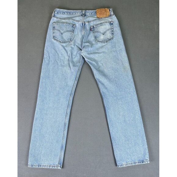 Vintage Levis 501 Jeans Mens 36x32 Blue Light Wash Button Fly made in USA - Picture 3 of 16